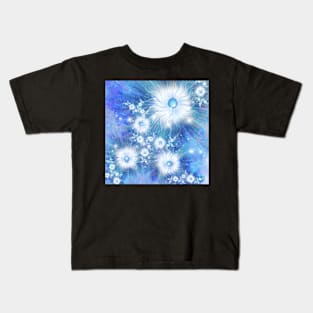 Sky Blue Flowers on Marble Sky Kids T-Shirt